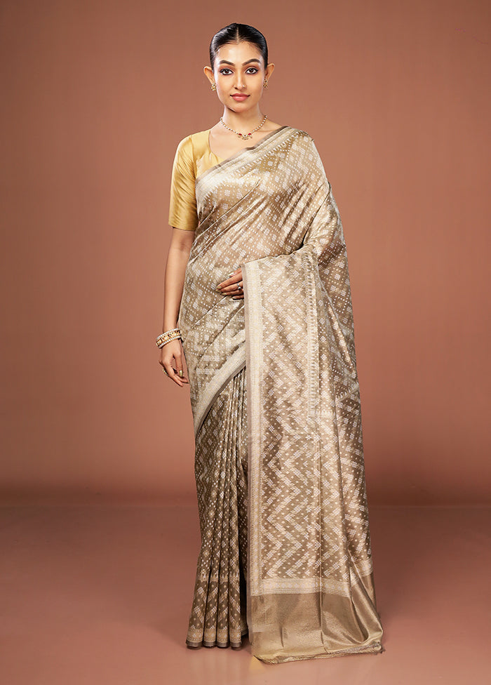 Grey Tissue Silk Saree With Blouse Piece