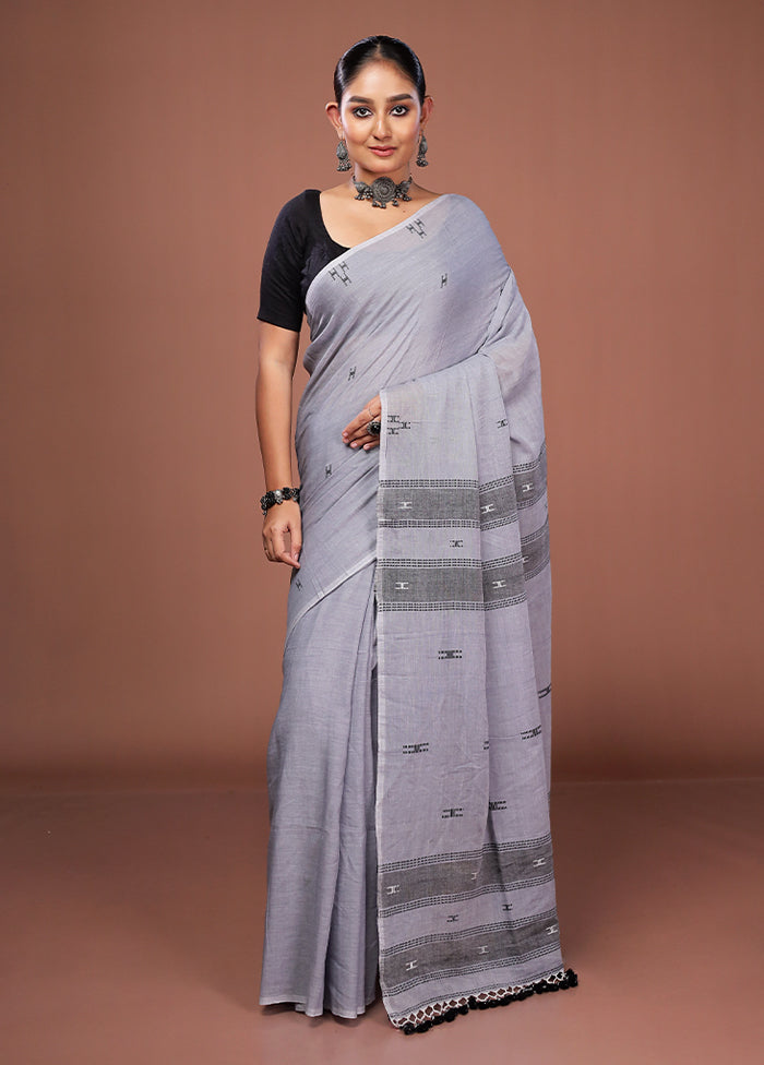 Grey Matka Silk Saree With Blouse Piece