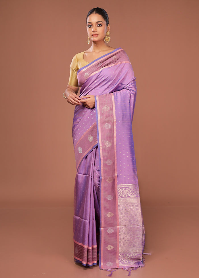 Purple Dupion Silk Saree With Blouse Piece
