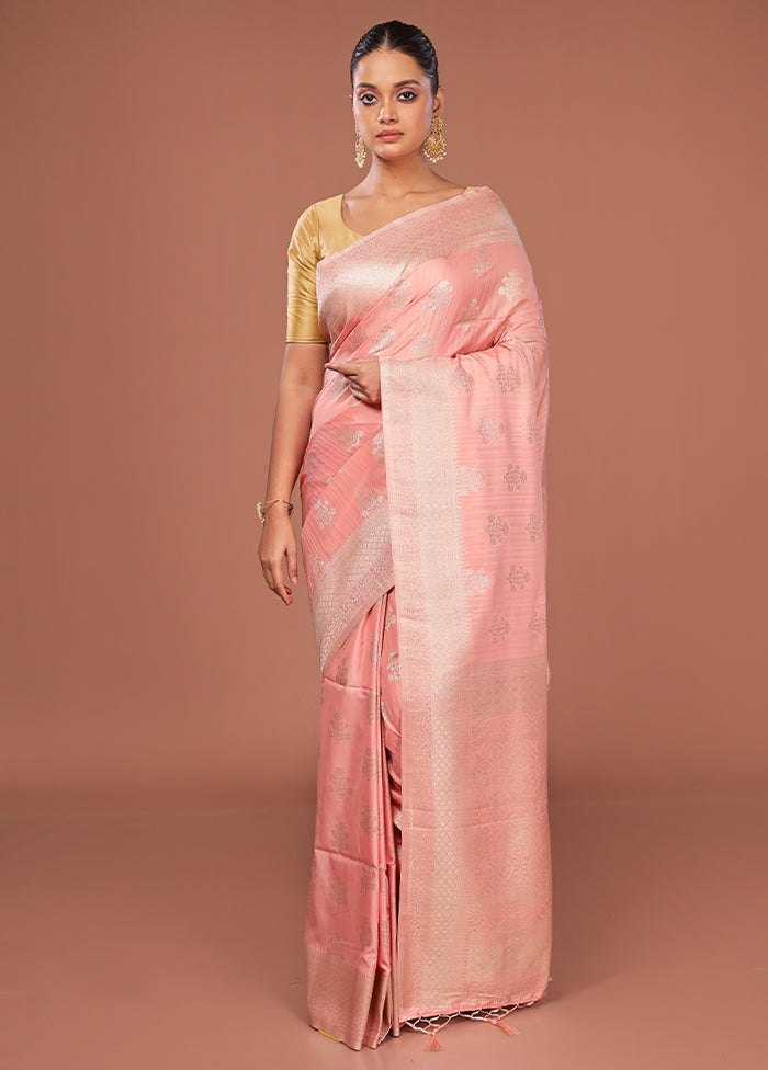 Pink Dupion Silk Saree With Blouse Piece