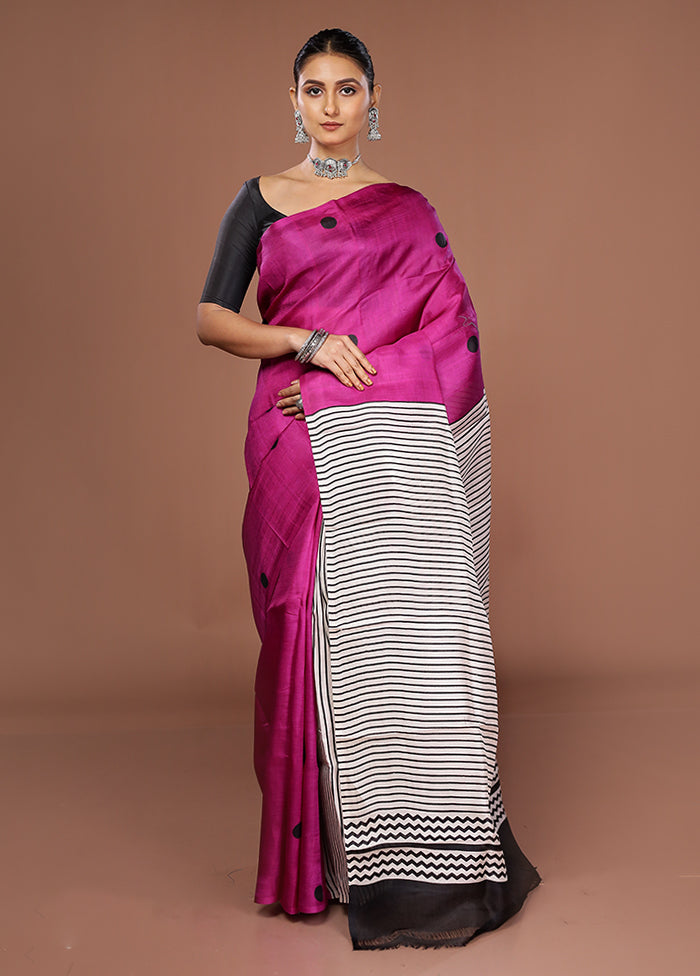 Pink Printed Pure Silk Saree Without Blouse Piece