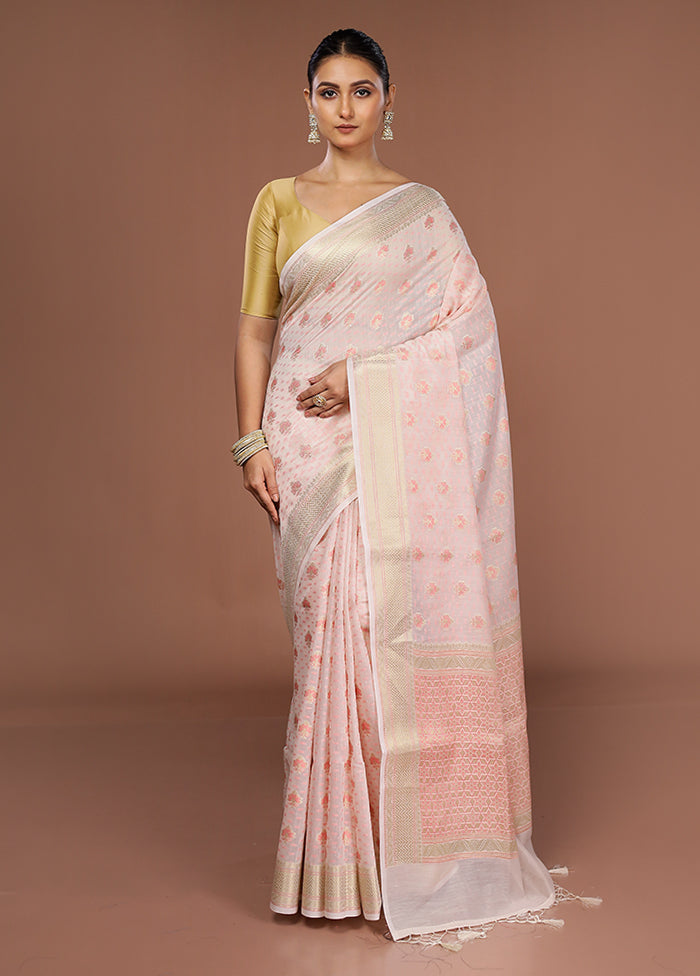 White Kora Silk Saree With Blouse Piece