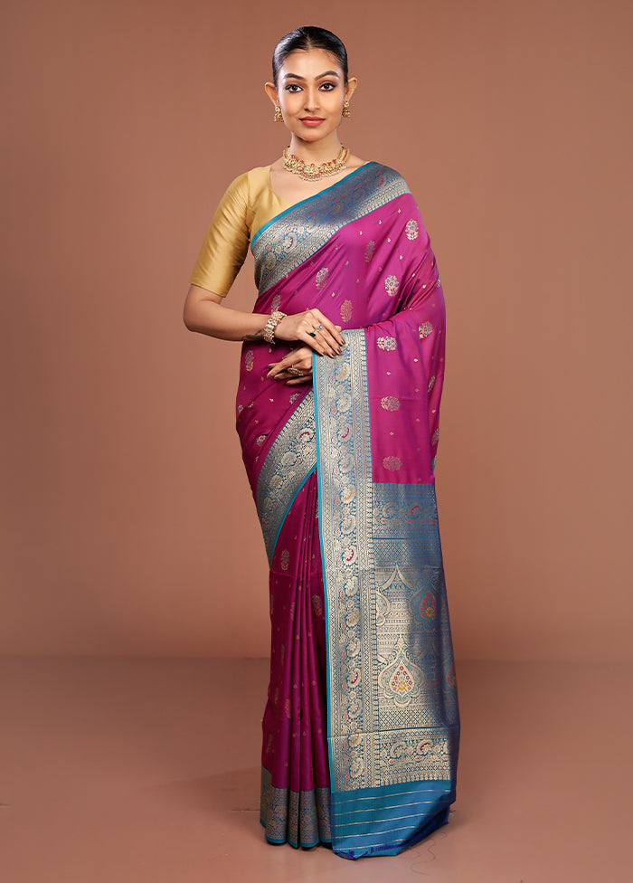 Purple Dupion Silk Saree With Blouse Piece
