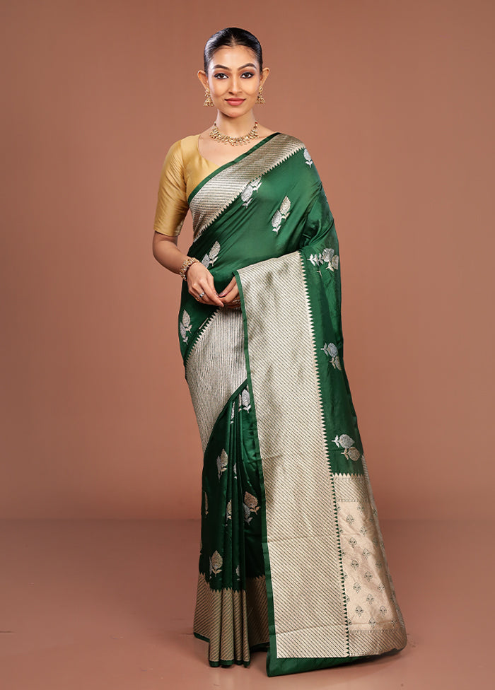 Green Dupion Silk Saree With Blouse Piece