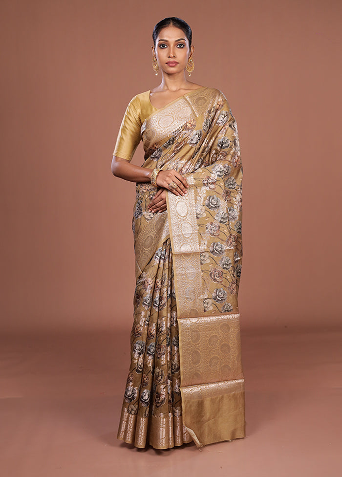 Green Tussar Silk Saree With Blouse Piece