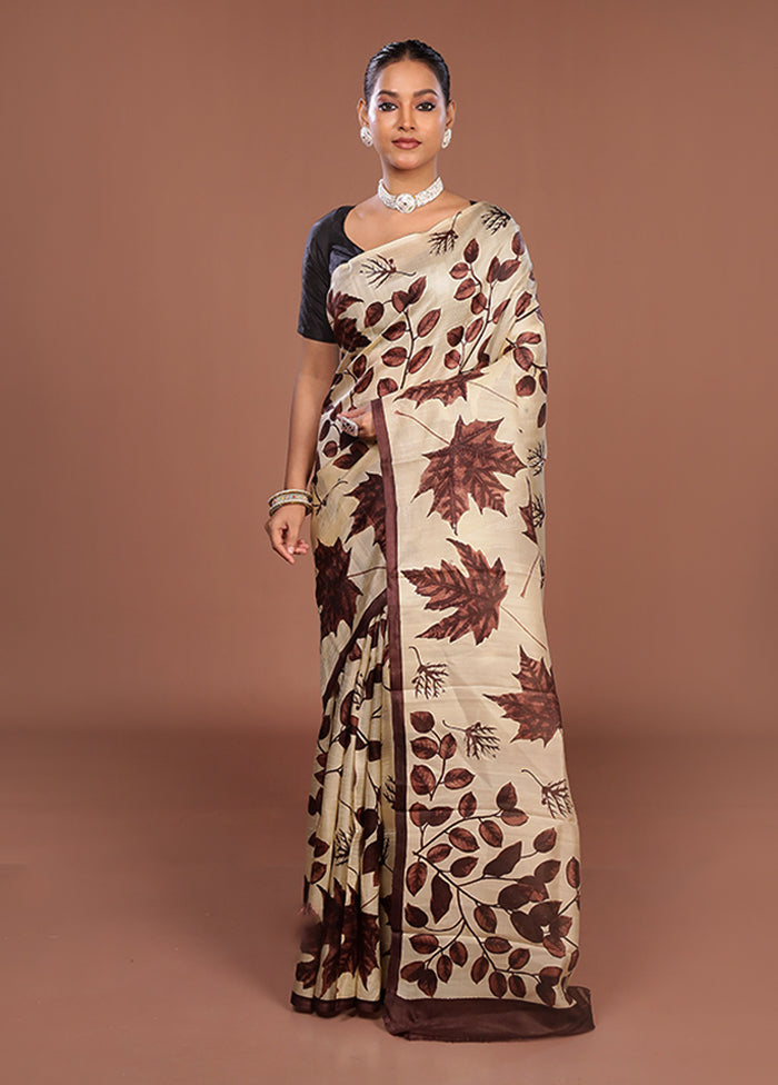 Purple Printed Pure Silk Saree Without Blouse Piece