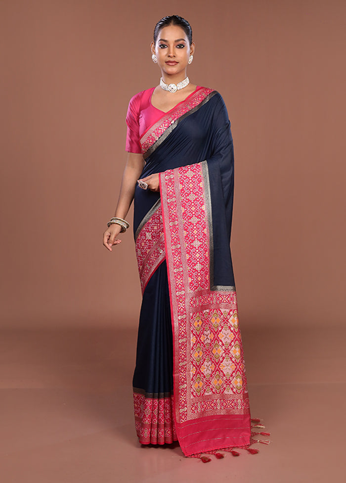 Black Dupion Silk Saree With Blouse Piece