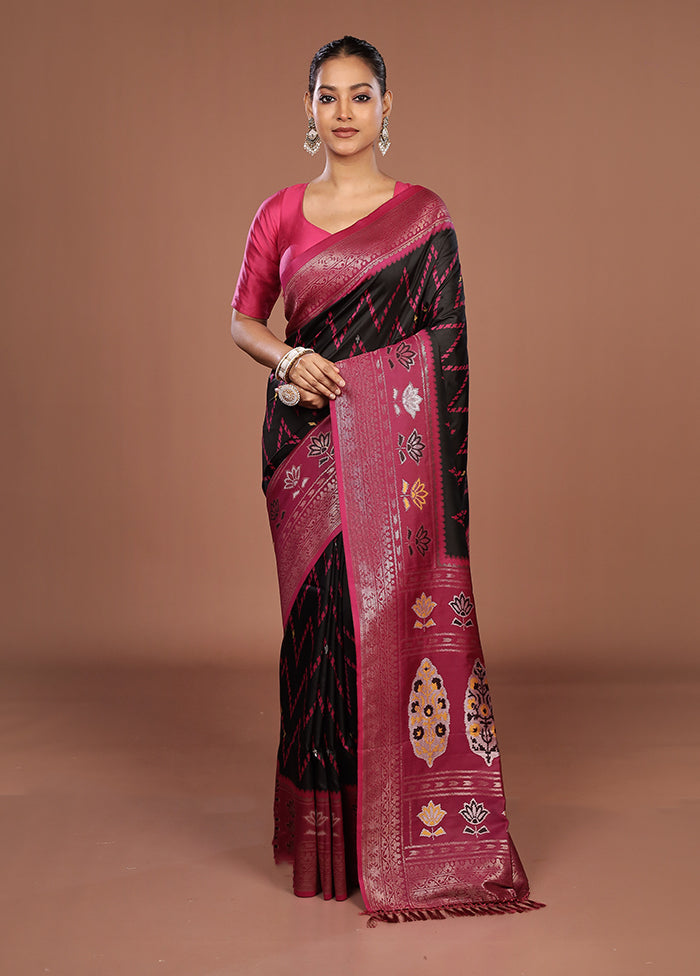 Black Dupion Silk Saree With Blouse Piece
