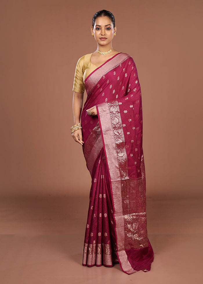 Purple Dupion Silk Saree With Blouse Piece