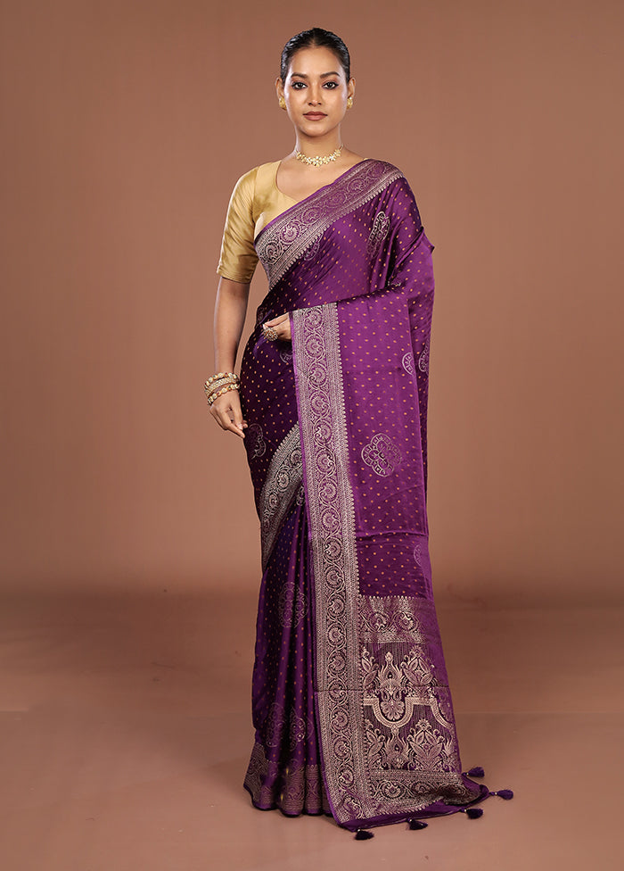 Purple Dupion Silk Saree With Blouse Piece