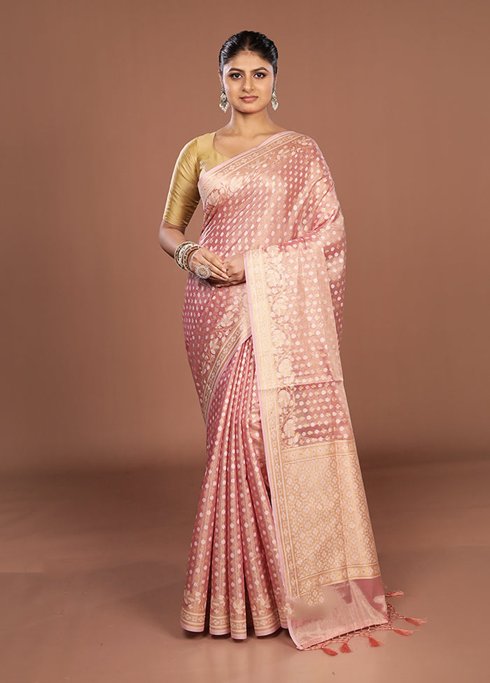 Pink Tissue Silk Saree With Blouse Piece