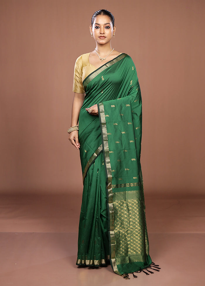 Green Kanjivaram Silk Saree With Blouse Piece