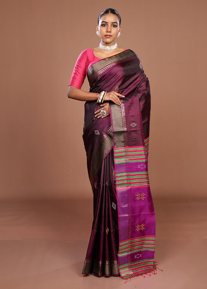 Multicolor Handloom Kanjivaram Pure Silk Saree With Blouse Piece