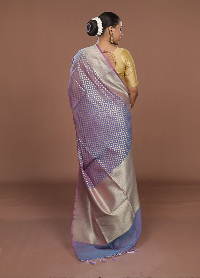 Blue Kora Silk Saree With Blouse Piece