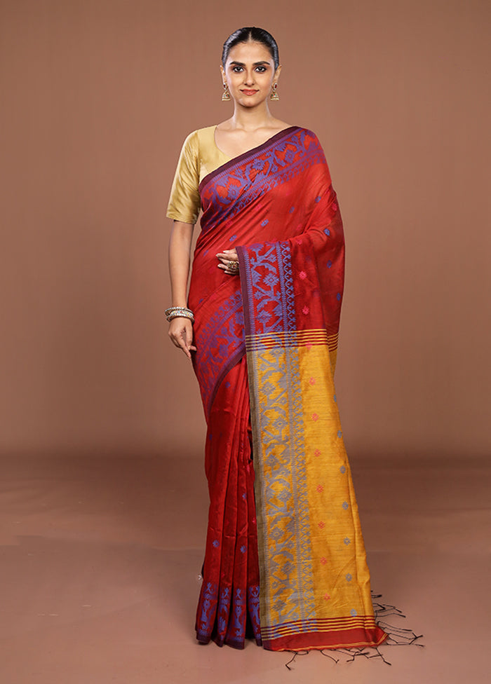 Yellow Matka Silk Saree With Blouse Piece