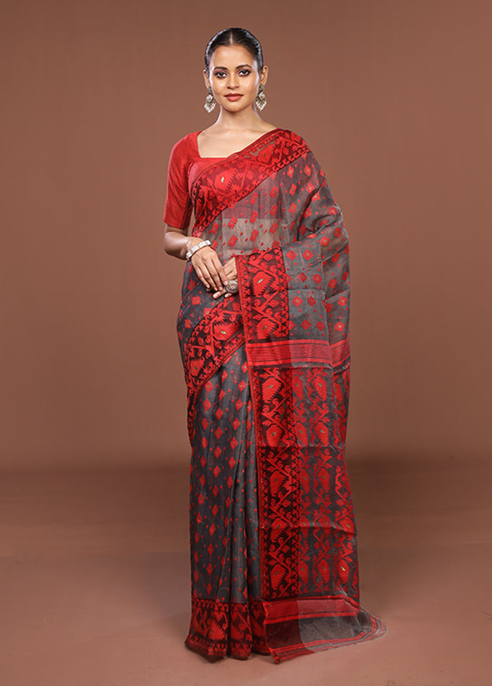 Grey Matka Silk Saree With Blouse Piece