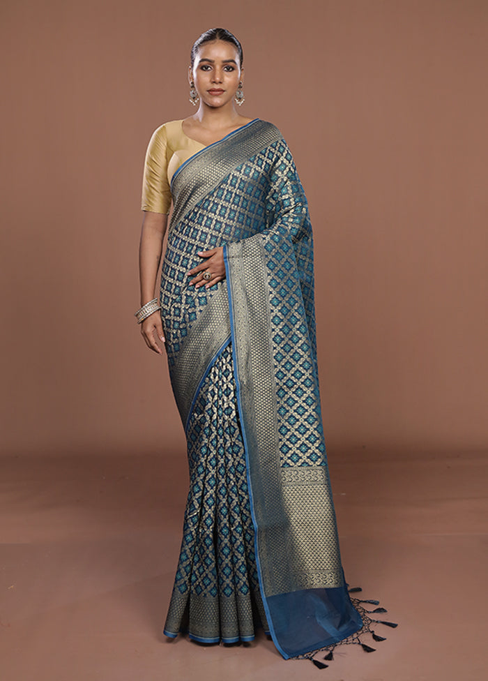 Green Kora Silk Saree With Blouse Piece