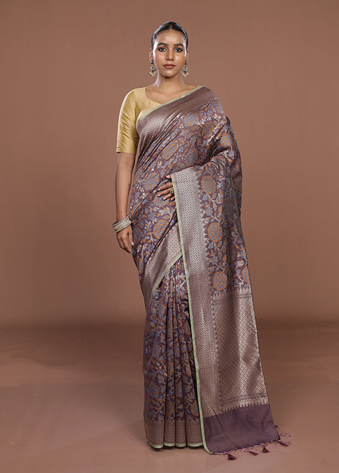 Blue Kora Silk Saree With Blouse Piece