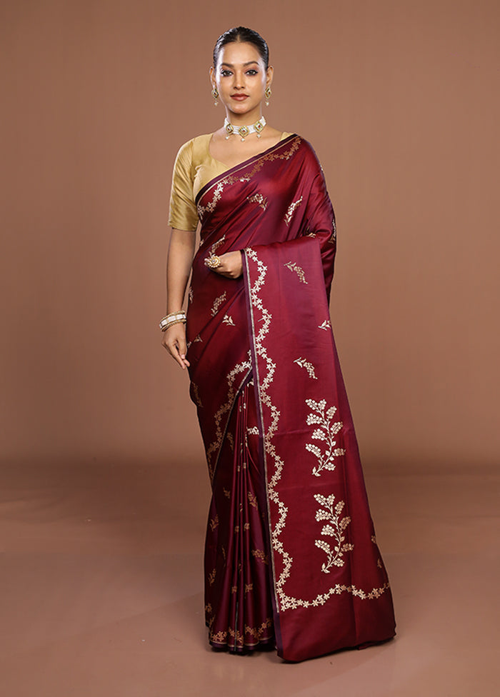 Purple Banarasi Silk Saree With Blouse Piece