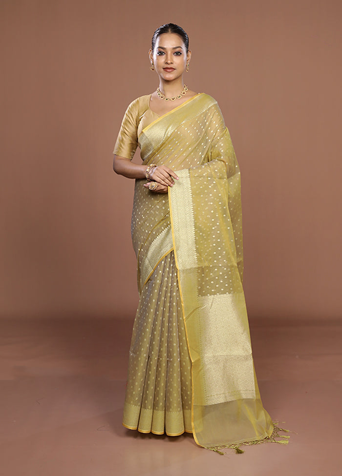 Green Kora Silk Saree With Blouse Piece
