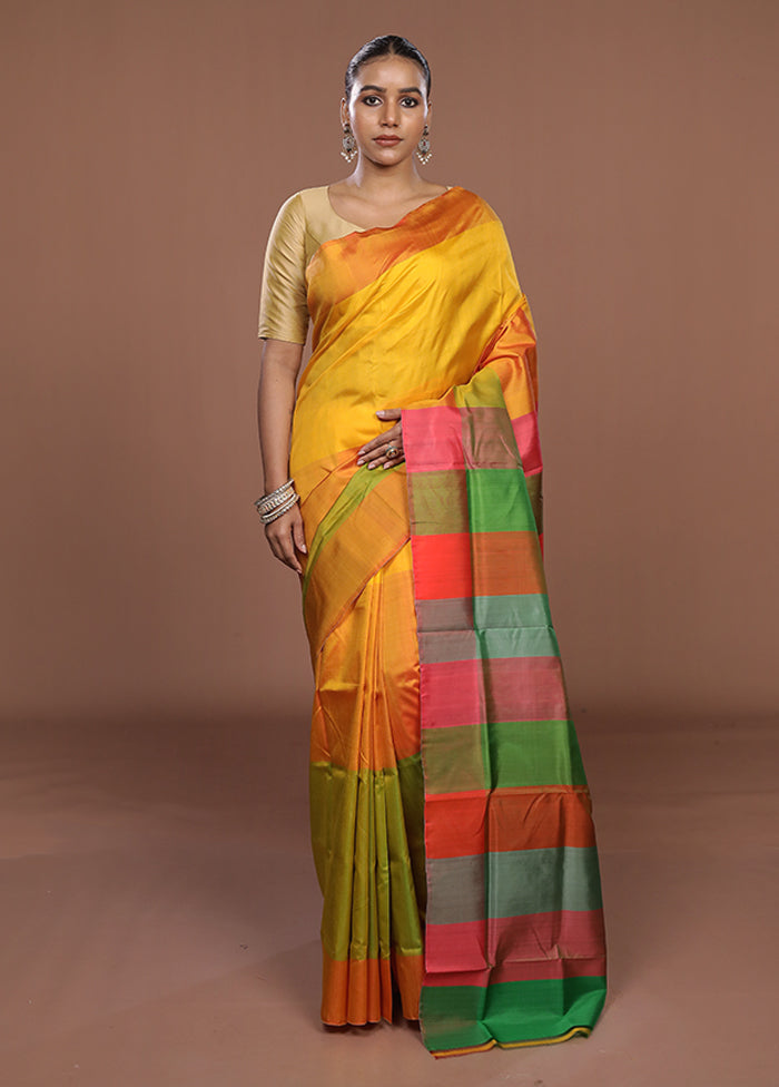 Multicolor Printed Pure Silk Saree Without Blouse Piece