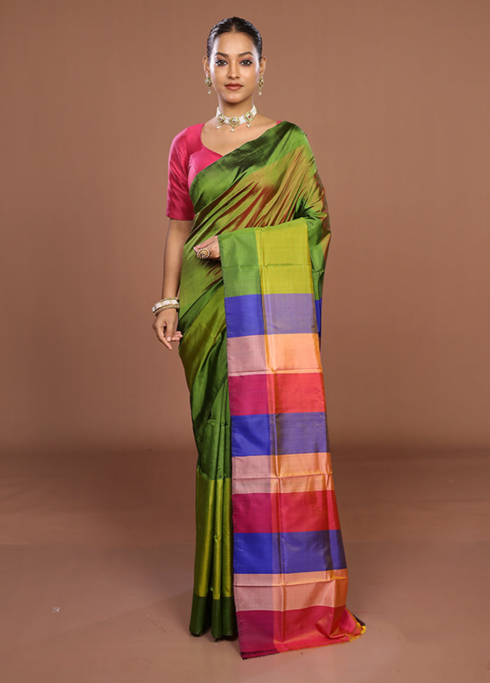 Multicolor Printed Pure Silk Saree Without Blouse Piece