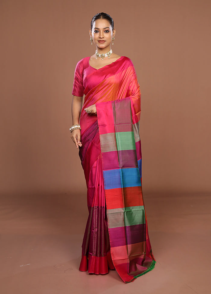 Multicolor Printed Pure Silk Saree Without Blouse Piece