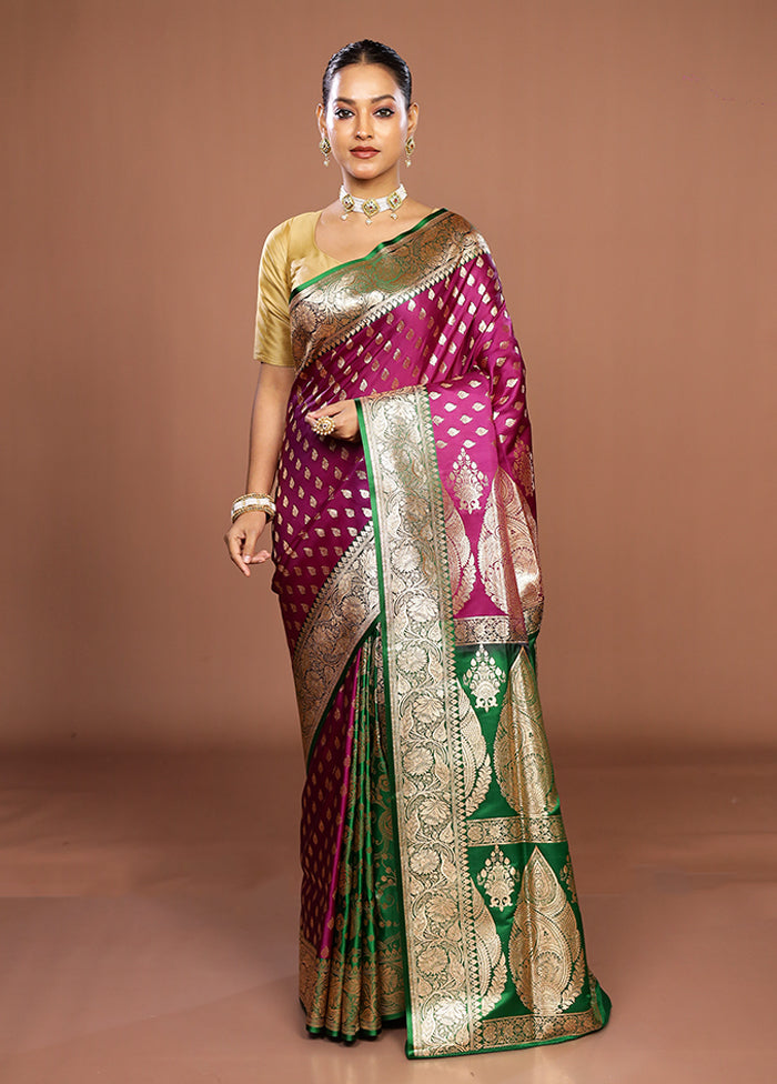 Purple Banarasi Silk Saree With Blouse Piece
