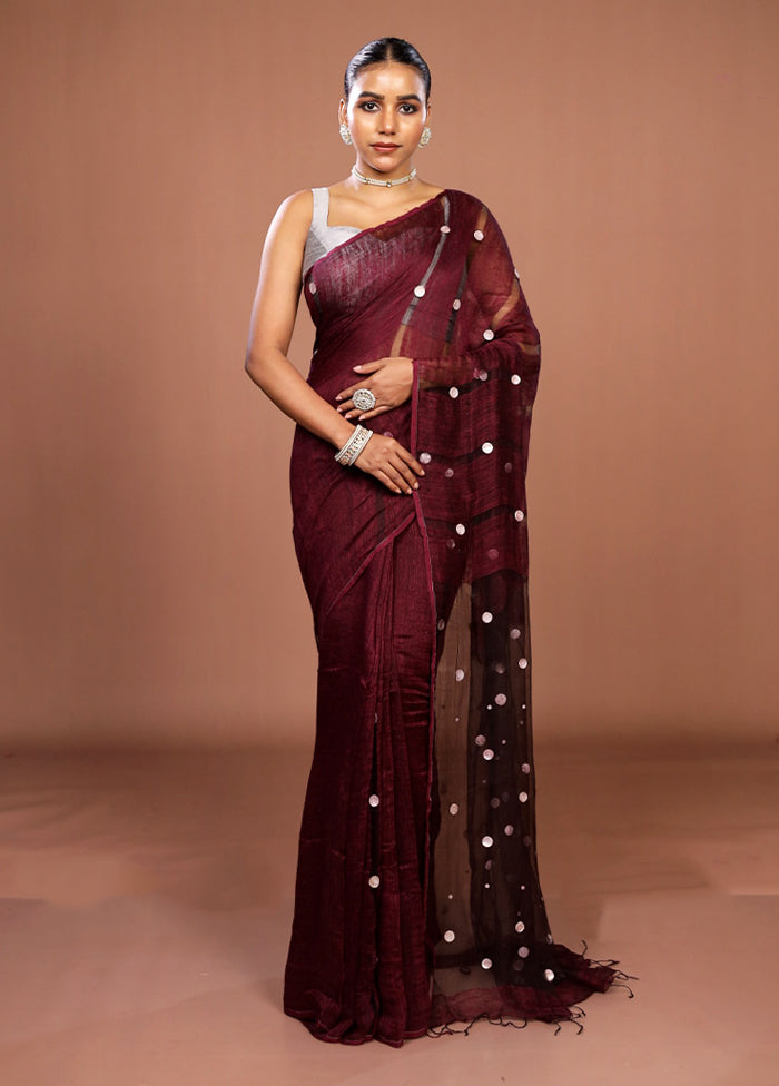 Purple Matka Silk Saree With Blouse Piece