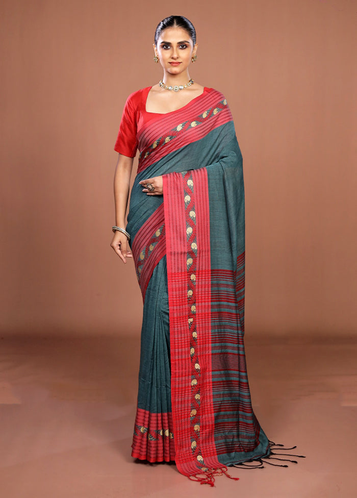 Green Matka Silk Saree With Blouse Piece