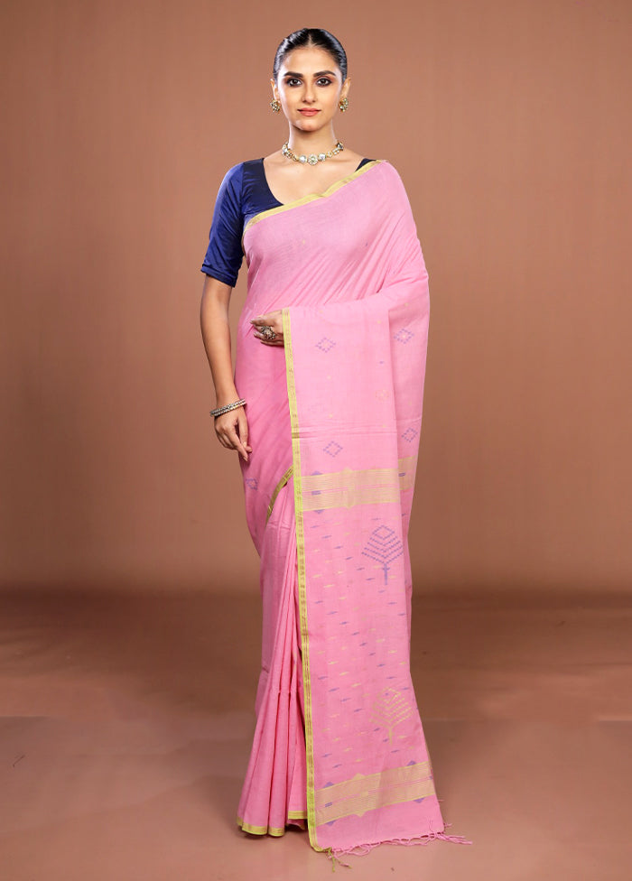 Pink Matka Silk Saree With Blouse Piece