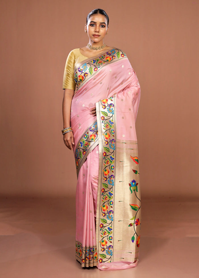 Pink Dupion Silk Saree With Blouse Piece