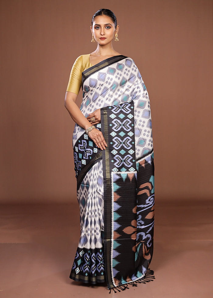 White Dupion Silk Saree With Blouse Piece