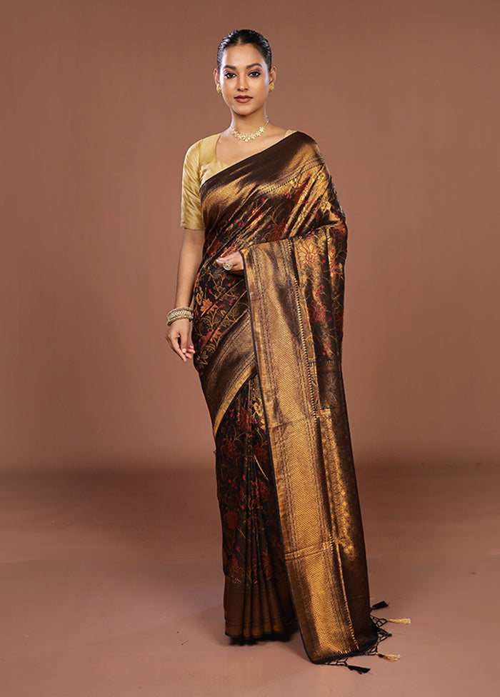 Black Dupion Silk Saree With Blouse Piece