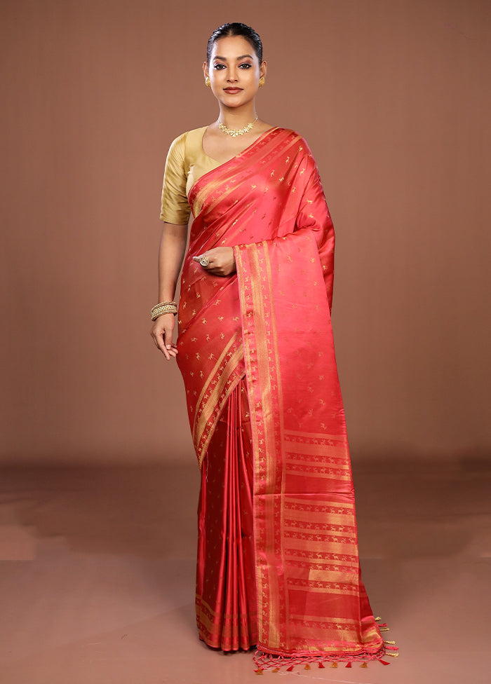 Pink Dupion Silk Saree With Blouse Piece