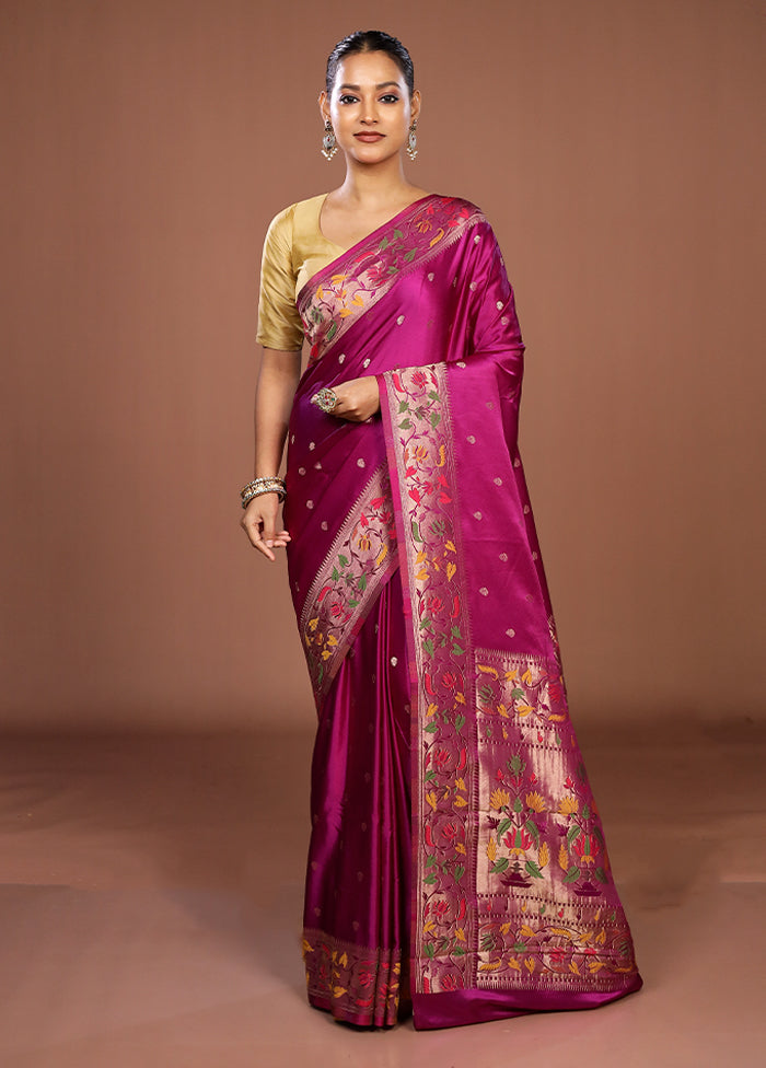 Purple Dupion Silk Saree With Blouse Piece