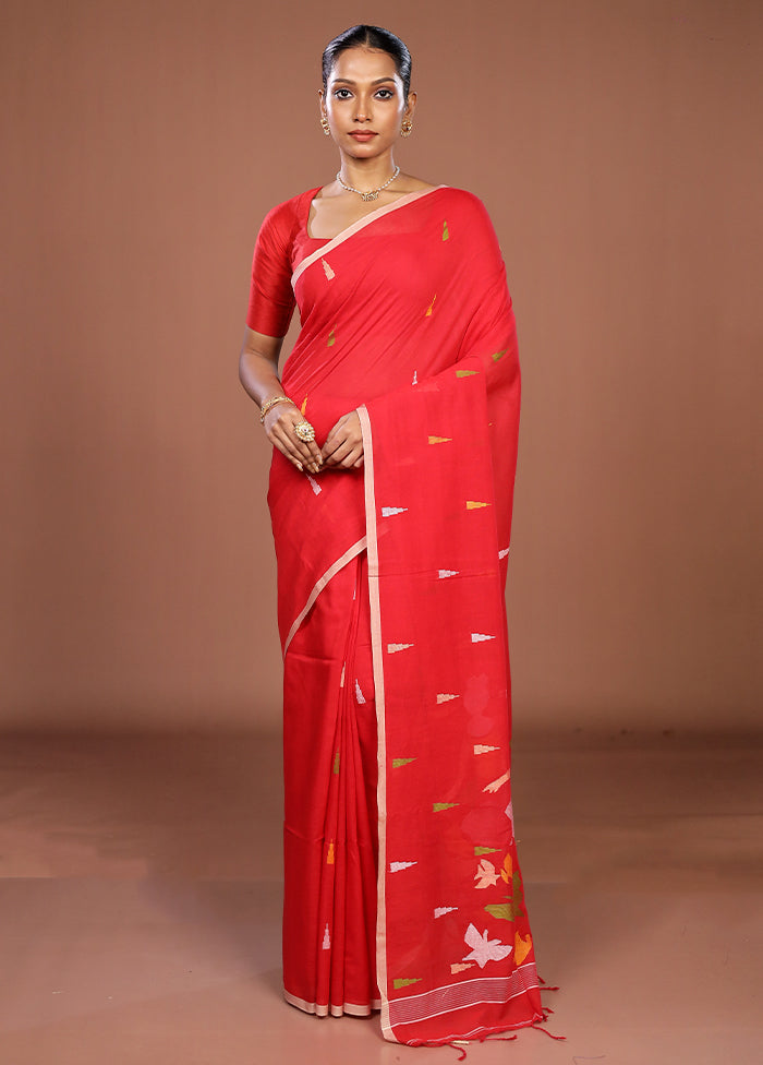 Red Matka Silk Saree With Blouse Piece