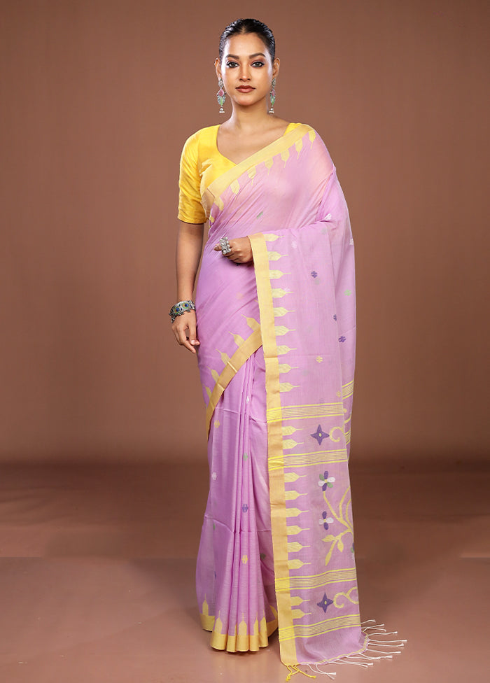 Purple Matka Silk Saree With Blouse Piece