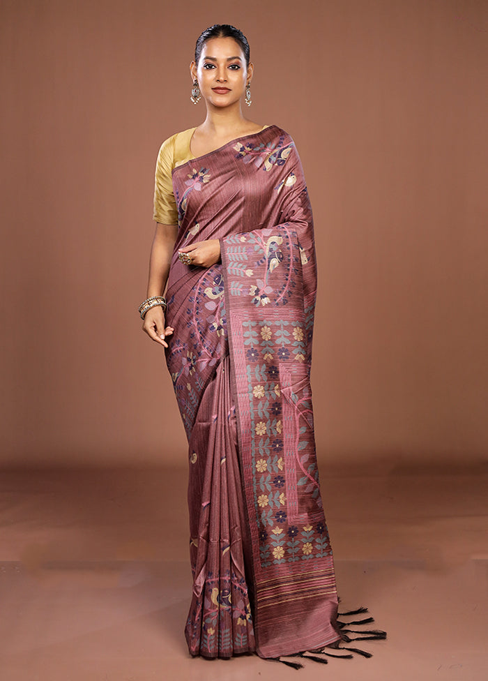 Pink Dupion Silk Saree With Blouse Piece