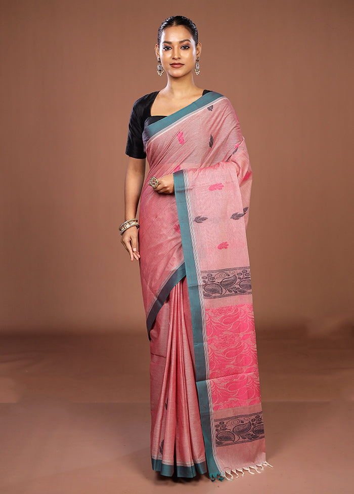 Pink Cotton Saree With Blouse Piece