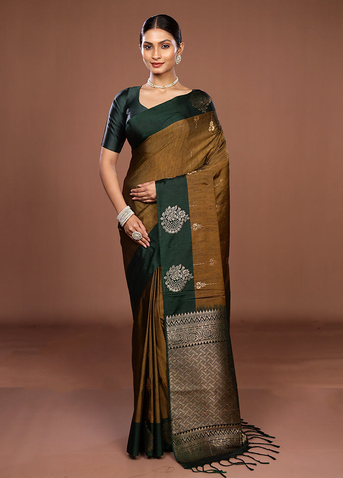 Green Kanjivaram Silk Saree With Blouse Piece