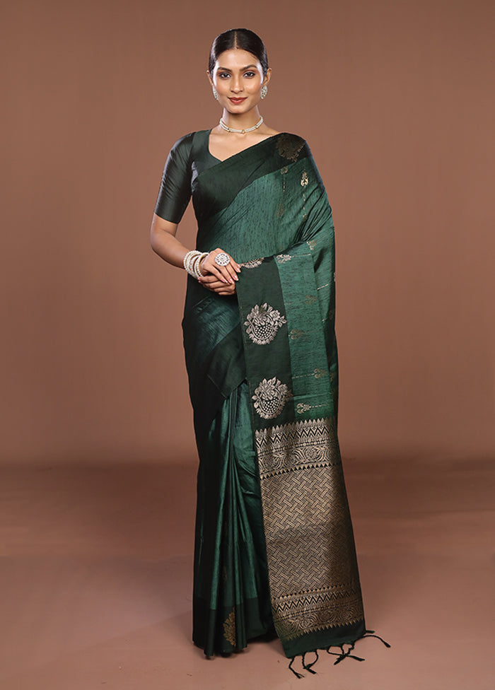 Green Kanjivaram Silk Saree With Blouse Piece