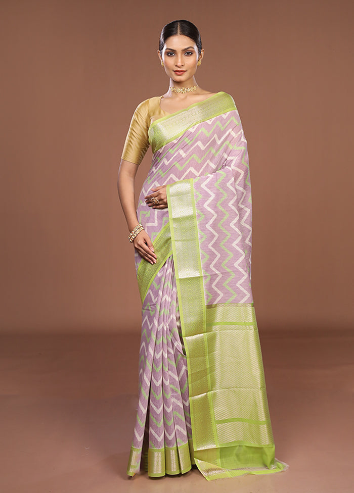 Purple Pure Cotton Saree With Blouse Piece