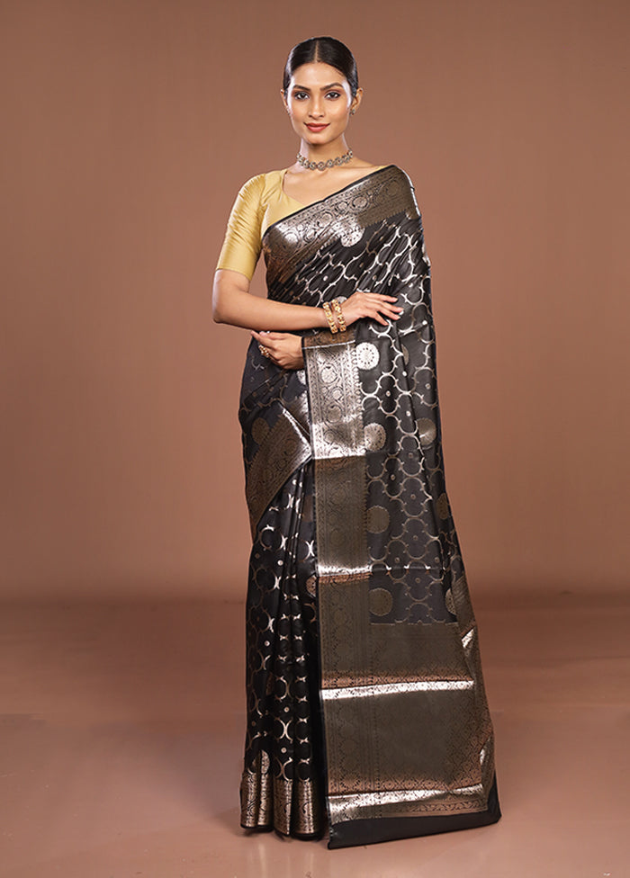 Black Dupion Silk Saree With Blouse Piece