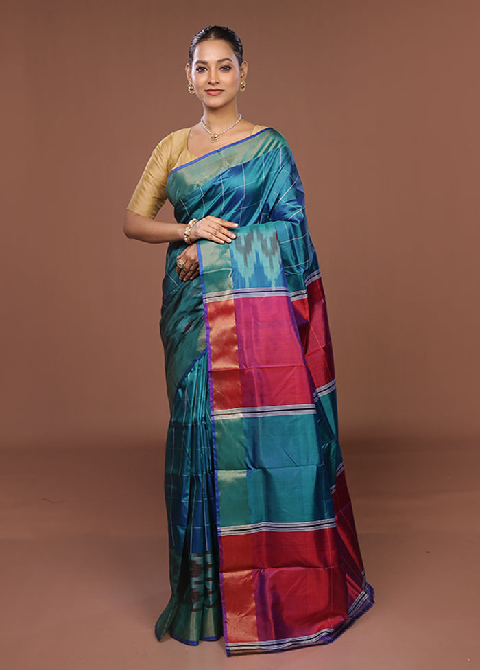 Green Handloom Kanjivaram Pure Silk Saree With Blouse Piece