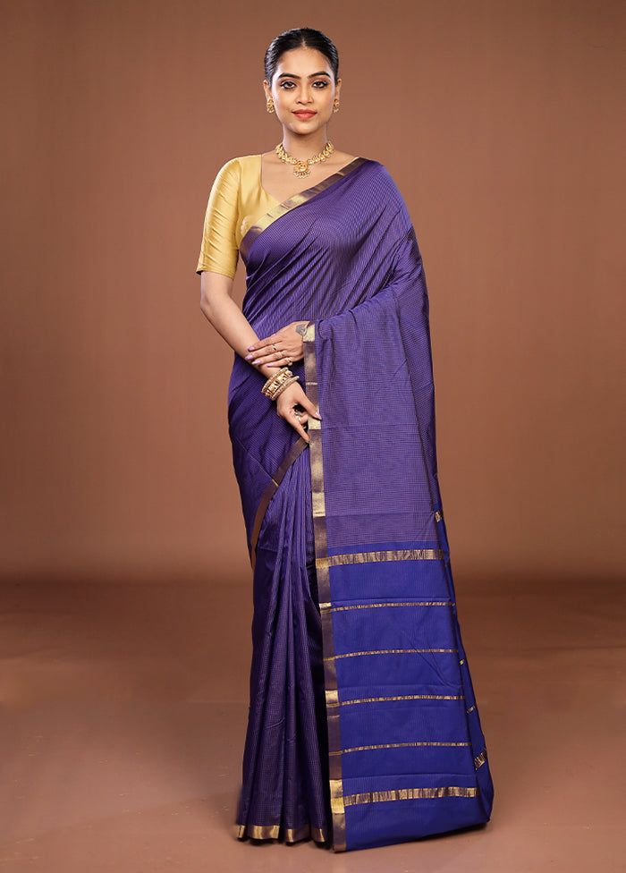 Purple Kanjivaram Silk Saree With Blouse Piece