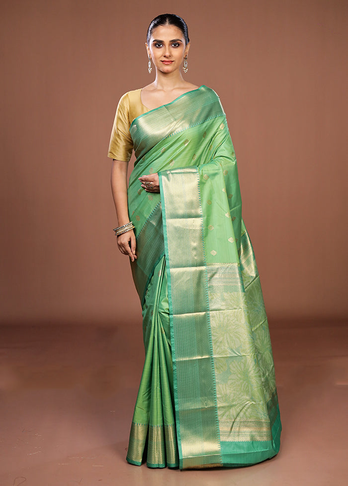 Green Kanjivaram Silk Saree With Blouse Piece
