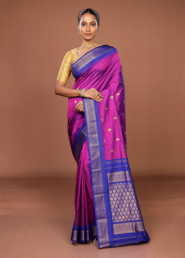 Blue Kanjivaram Silk Saree With Blouse Piece