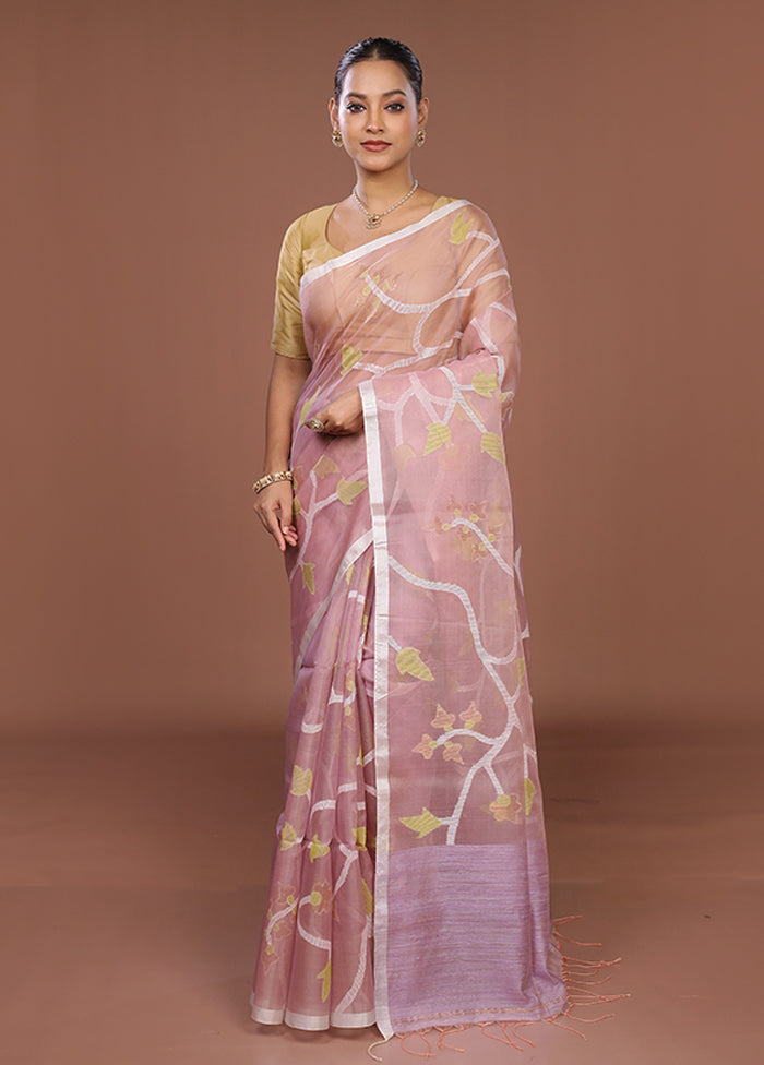 Purple Handloom Matka Pure Silk Saree With Blouse Piece