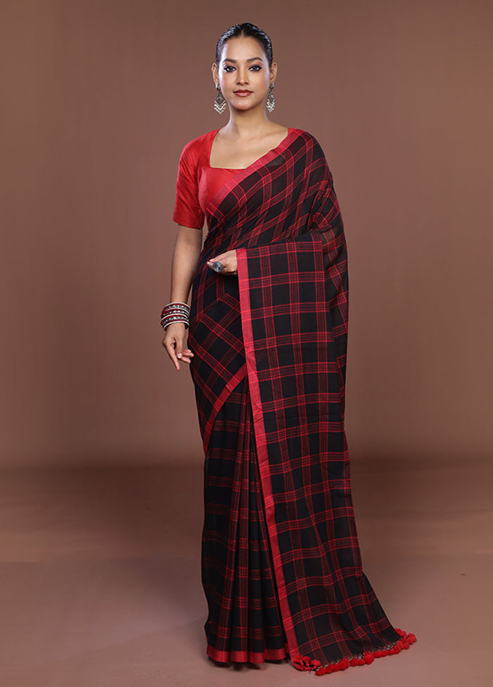 Black Matka Silk Saree With Blouse Piece